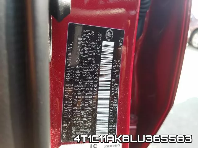 4T1C11AK8LU365583 фото 2