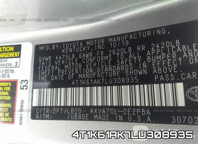 4T1K61AK7LU308935 фото 10