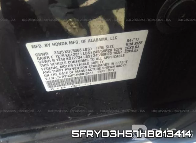 5FRYD3H57HB013414 фото 10