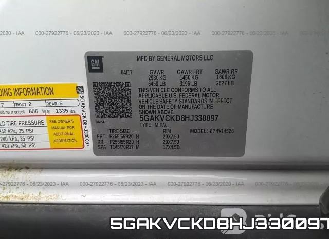 5GAKVCKD8HJ330097 фото 10