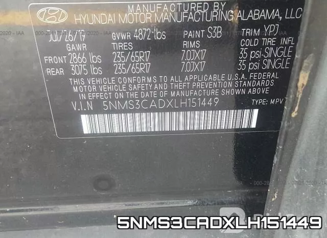5NMS3CADXLH151449 фото 10