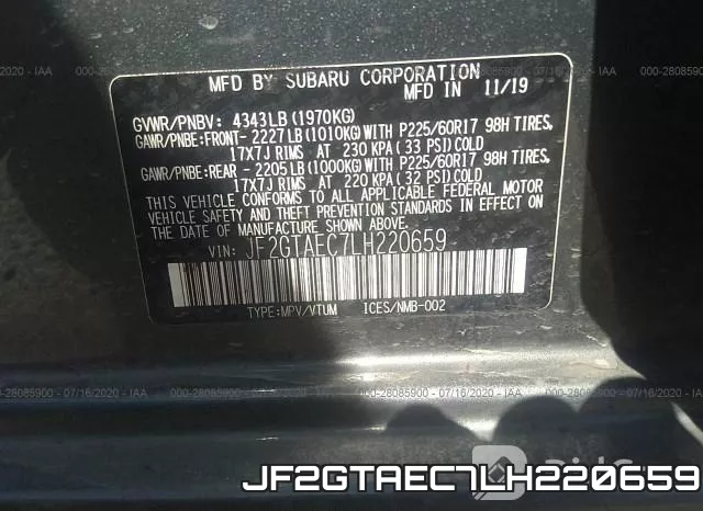 JF2GTAEC7LH220659 фото 9