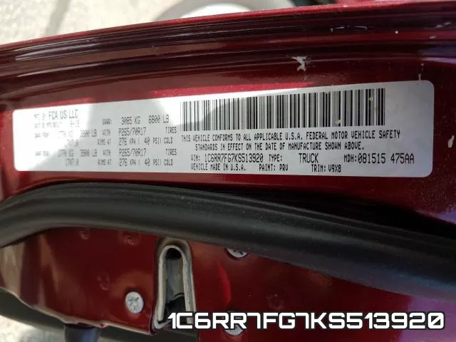 1C6RR7FG7KS513920 фото 2