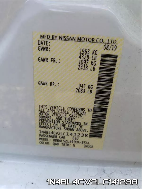 1N4BL4CV2LC141238 фото 2