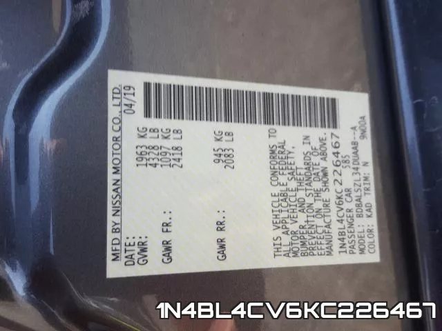 1N4BL4CV6KC226467 фото 2
