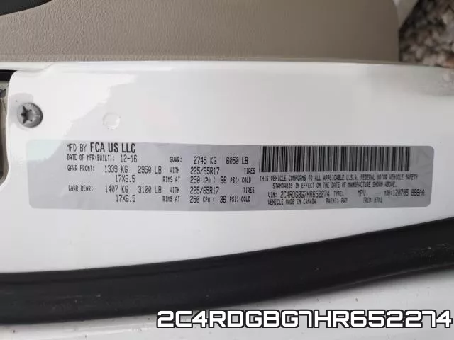 2C4RDGBG7HR652274 фото 2