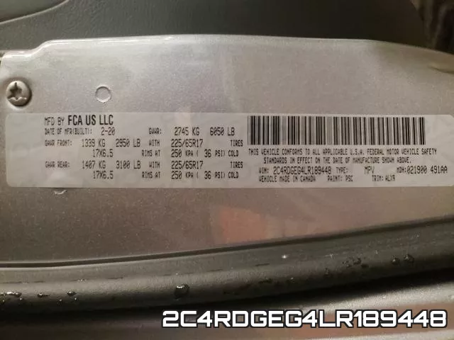 2C4RDGEG4LR189448 фото 2