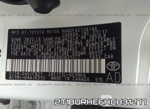 2T1BURHE6HC831277 фото 9