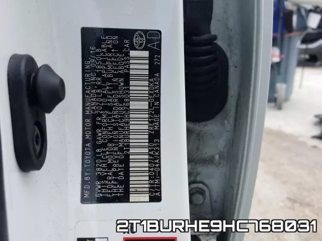 2T1BURHE9HC768031 фото 2