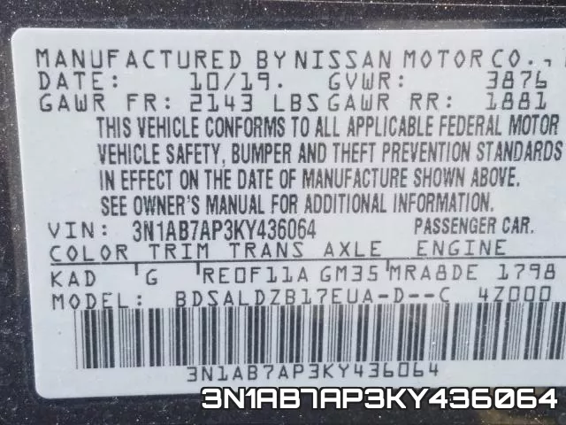 3N1AB7AP3KY436064 фото 2