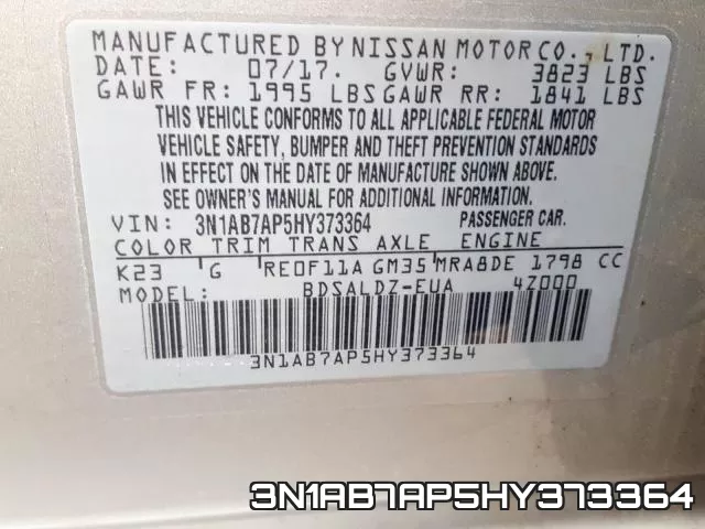 3N1AB7AP5HY373364 фото 2