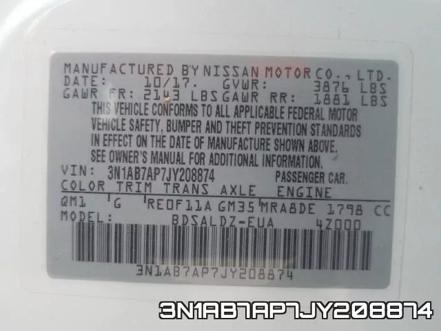 3N1AB7AP7JY208874 фото 2