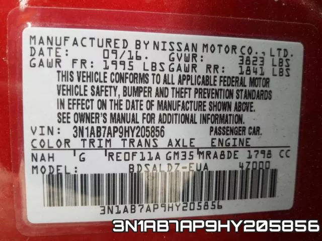 3N1AB7AP9HY205856 фото 2