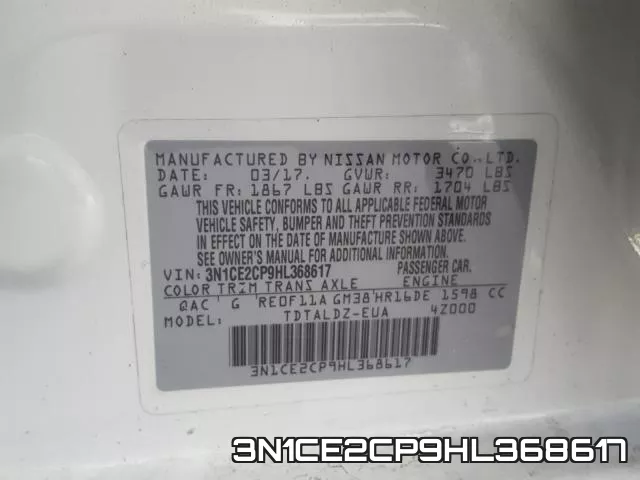 3N1CE2CP9HL368617 фото 2