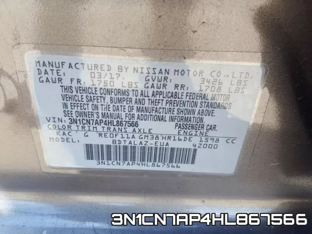 3N1CN7AP4HL867566 фото 2