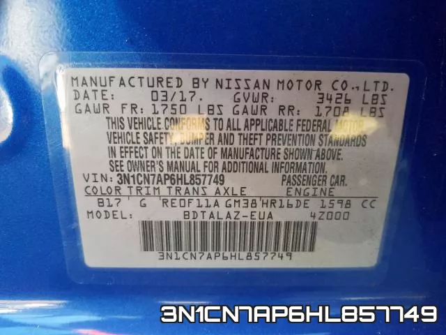 3N1CN7AP6HL857749 фото 2