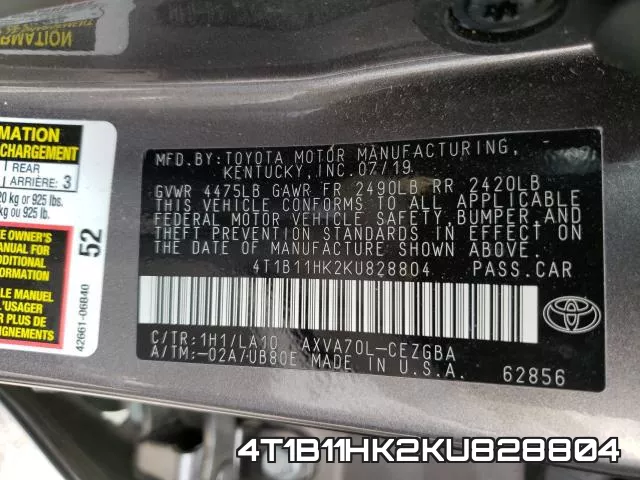 4T1B11HK2KU828804 фото 2