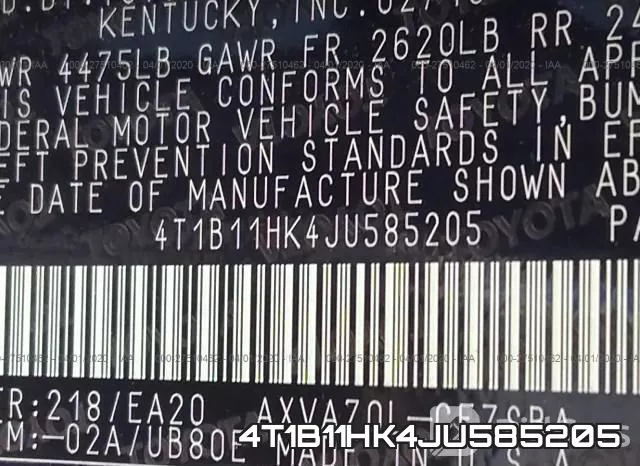 4T1B11HK4JU585205 фото 10