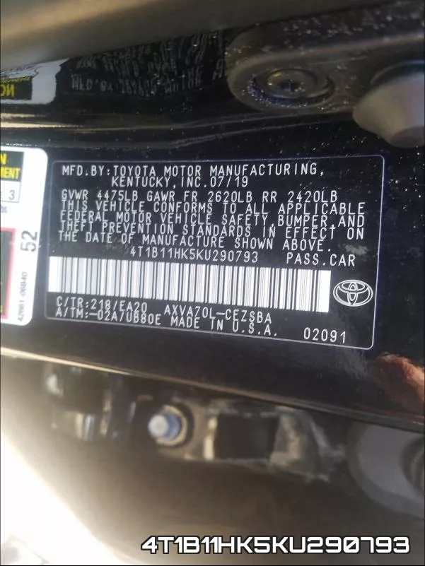 4T1B11HK5KU290793 фото 2