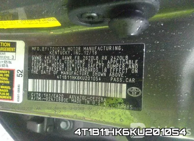 4T1B11HK6KU201054 фото 10
