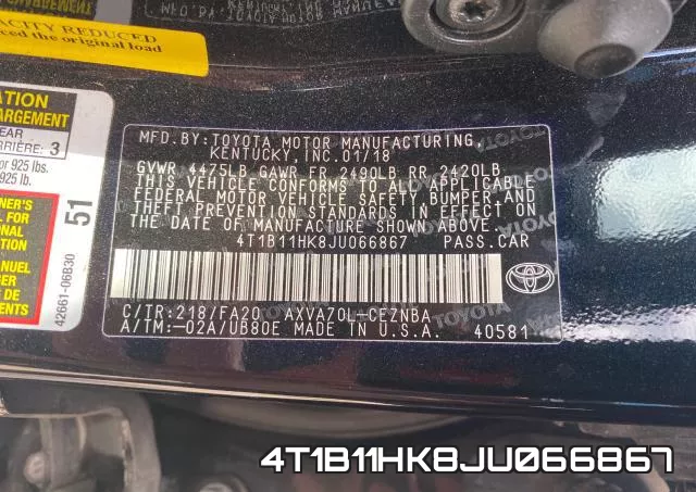 4T1B11HK8JU066867 фото 2