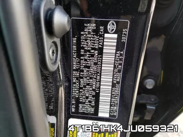 4T1B61HK4JU059321 фото 2