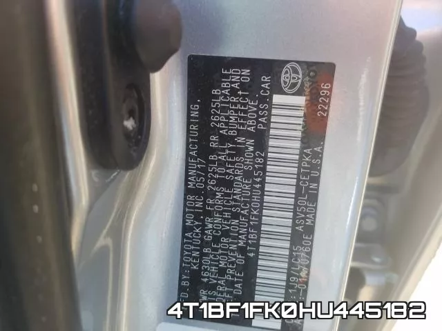 4T1BF1FK0HU445182 фото 2