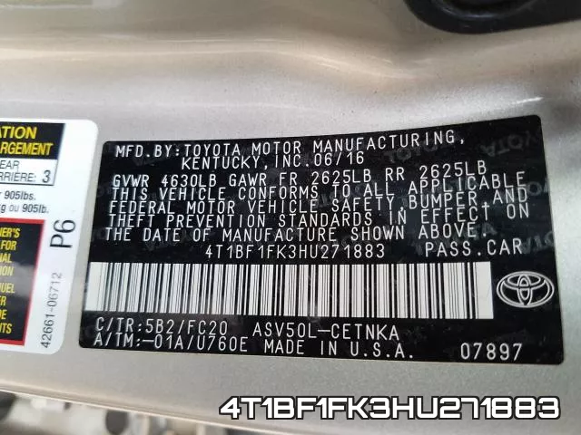 4T1BF1FK3HU271883 фото 2