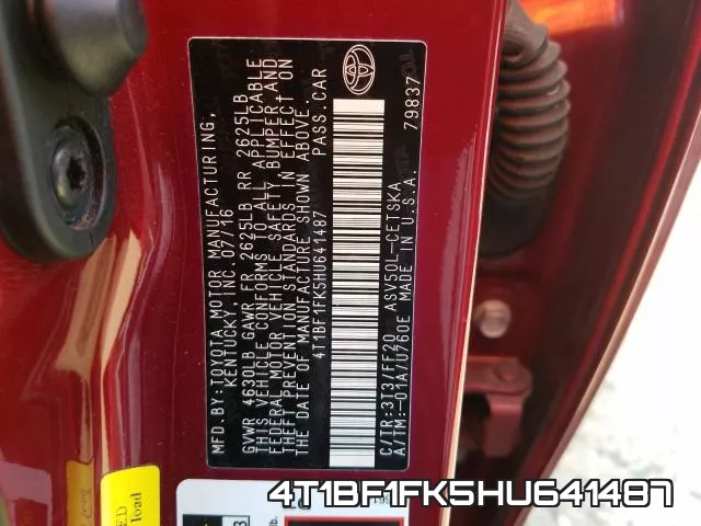 4T1BF1FK5HU641487 фото 2