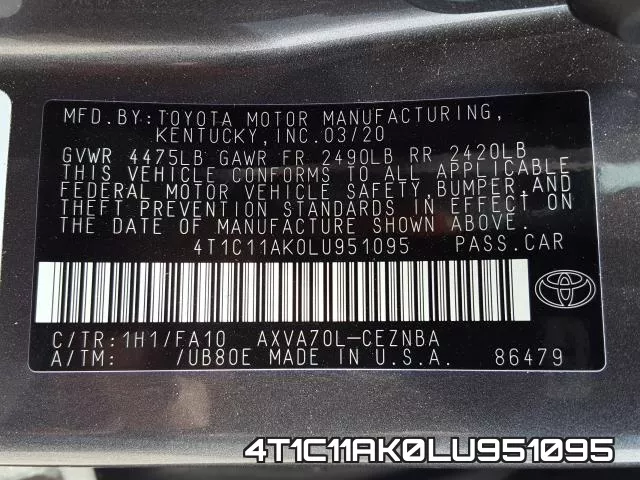 4T1C11AK0LU951095 фото 2
