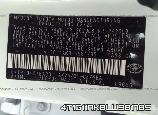 4T1G11AK8LU981785 фото 10