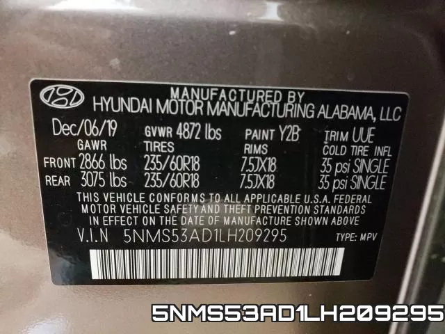5NMS53AD1LH209295 фото 2