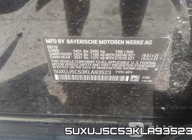 5UXUJ5C53KLA93523 фото 9
