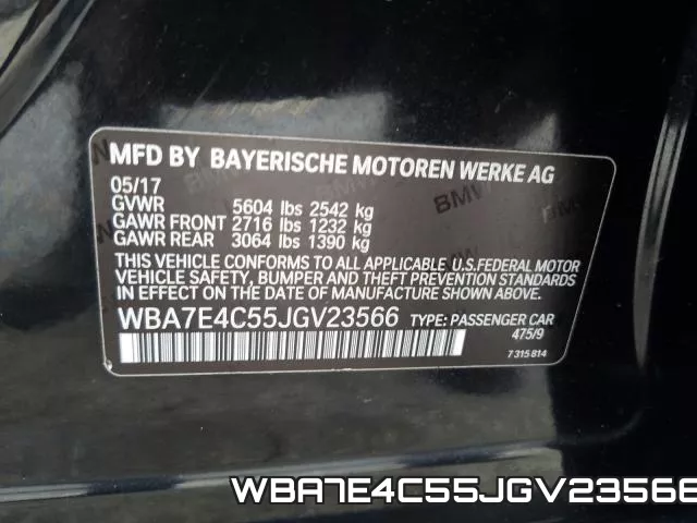 WBA7E4C55JGV23566 фото 2
