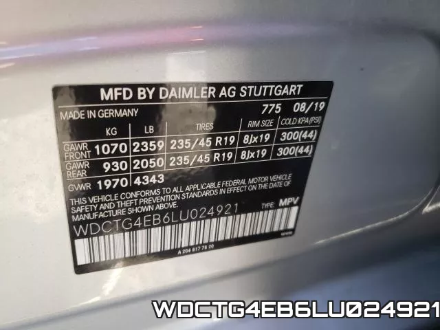 WDCTG4EB6LU024921 фото 2