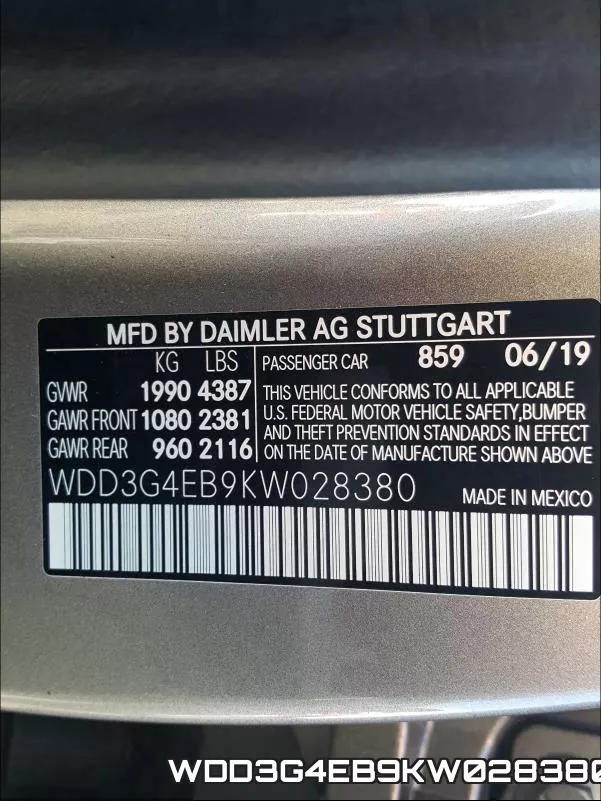 WDD3G4EB9KW028380 фото 2