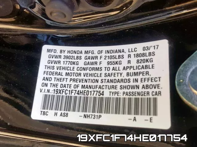 19XFC1F74HE017754 фото 2