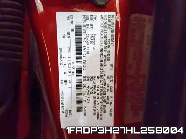1FADP3H27HL258004 фото 2