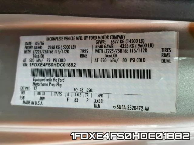 1FDXE4FS0HDC01882 фото 2
