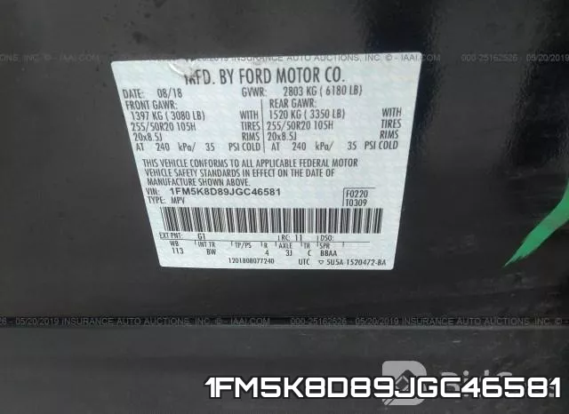 1FM5K8D89JGC46581 фото 10