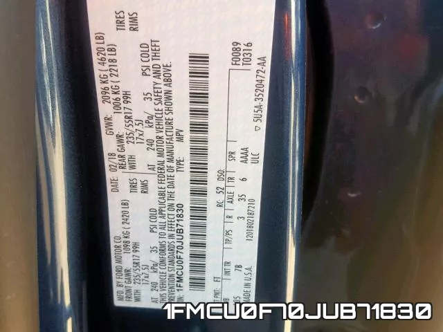 1FMCU0F70JUB71830 фото 2