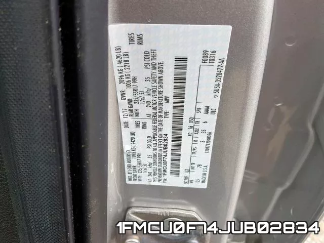 1FMCU0F74JUB02834 фото 2