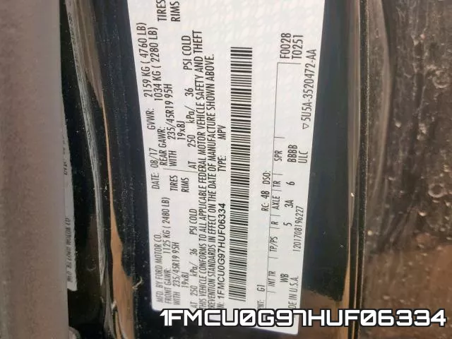 1FMCU0G97HUF06334 фото 2