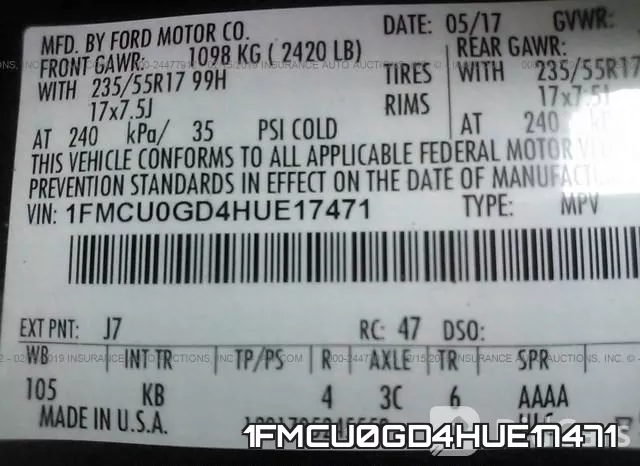1FMCU0GD4HUE17471 фото 10