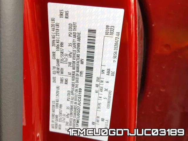 1FMCU0GD7JUC03189 фото 2