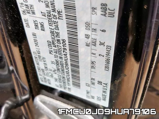 1FMCU0JD9HUA79106 фото 2
