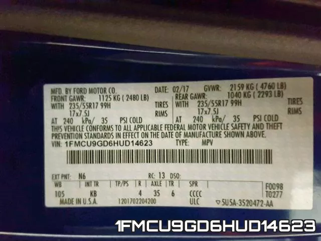1FMCU9GD6HUD14623 фото 2
