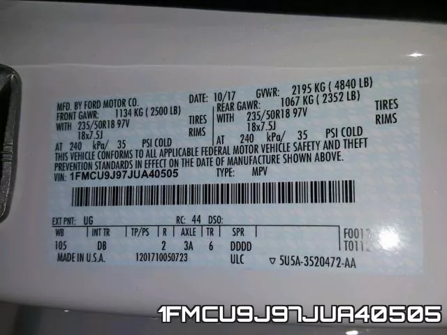 1FMCU9J97JUA40505 фото 2