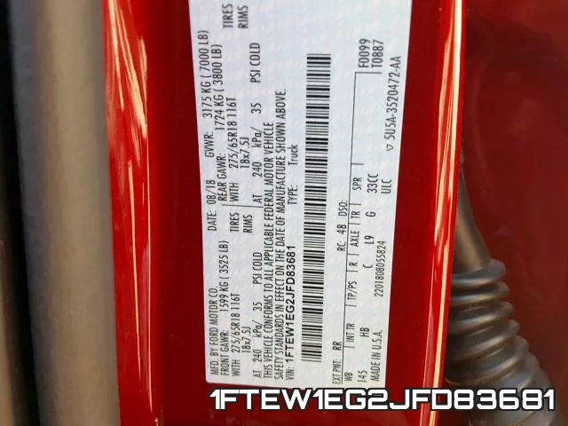 1FTEW1EG2JFD83681 фото 2