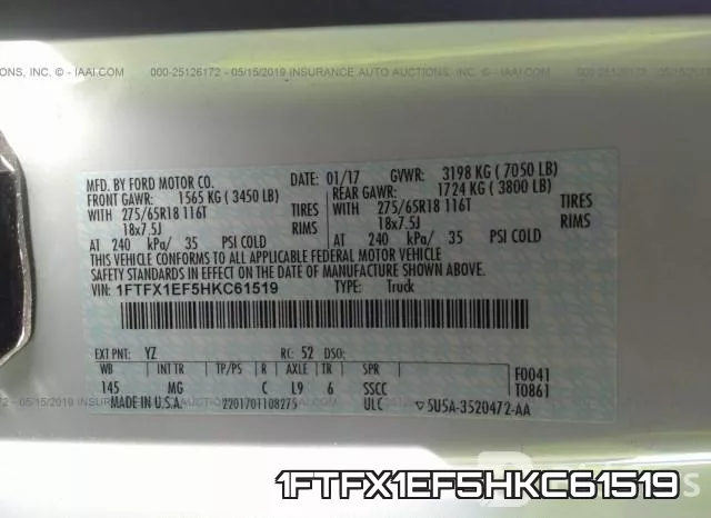 1FTFX1EF5HKC61519 фото 10